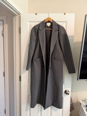 HYFVE Grey Long Herringbone Trench Coat